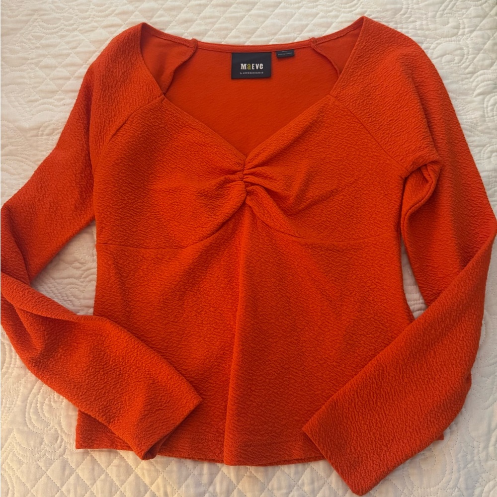 Orange/red fitted long sleeve top